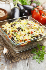 Buckwheat casserole with eggplant