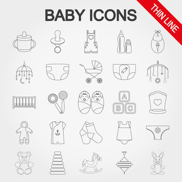 Collection of cute baby icons.