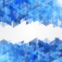 Abstract Vector Colorful Background with Blue Triangles. Futuristic Technology Design