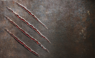 metal scratched by beast claw marks background