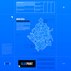 Simple vector layout with abstract outline object in blueprint style. EPS10 - 89754703