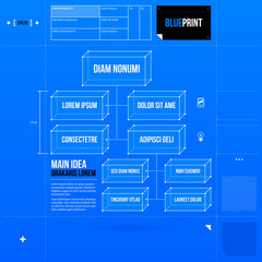 Organization chart template in blueprint style. EPS10