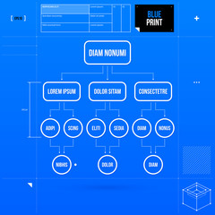 Organization chart template in blueprint style. EPS10