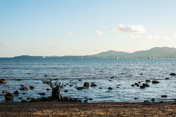 Sea with sky morning light and cloud for background