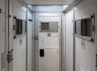 Inside of a large bus used by police
