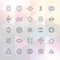 Set of Abstract Geometric Hipster Line Art Elements for Logo Design
