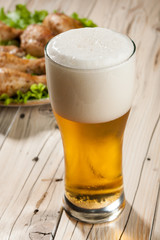 Light beer and snacks