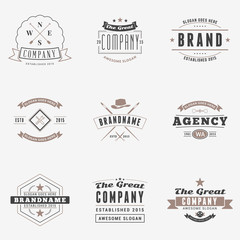 Set of Hipster Vintage Labels, Logotypes, Badges. Thin Line Design Templates