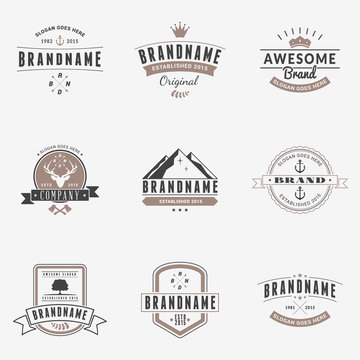 Set of Hipster Vintage Labels, Logotypes, Badges. Thin Line Design Templates