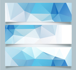 Abstract Purple Triangular Polygonal banners set