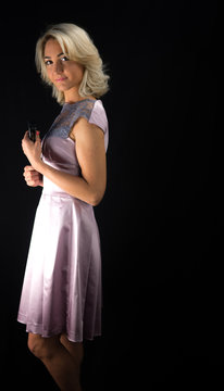 studio Photo of beautiful woman in dress