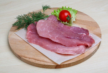 Raw pork schnitzel