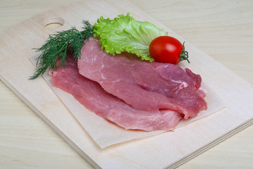 Raw pork schnitzel