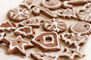 Cookies for Christmas decorated with glaze 
