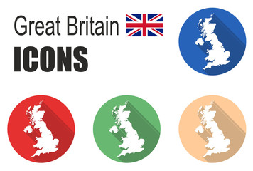 set flat icons great britain
