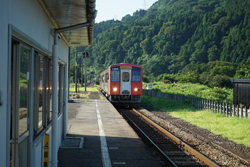 Obraz premium Country side train in Japan