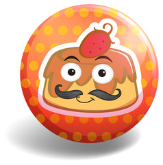 Custard cake on round badge