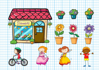 Flower shop and potted plants