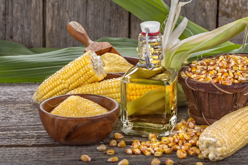 Freshly picked domestic corn with grits polenta and corn oil © DDsign