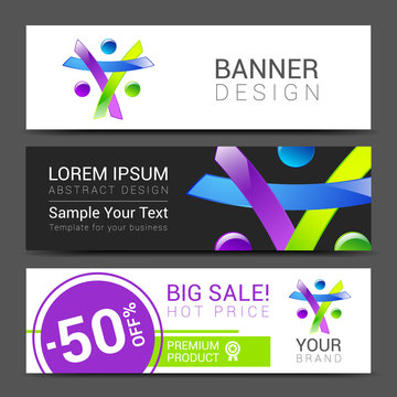 set of banners creative people discount tamplate