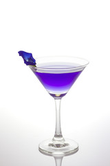 Butterfly pea flower juice in cocktail glass