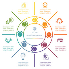 Multi-coloured ring Infographic eight positions