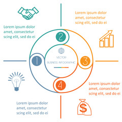 Multi-coloured ring Infographic four positions