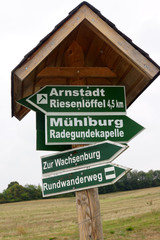 Wegweiser an der Veste Wachsenburg