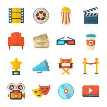 Set of realistic cinema icons
