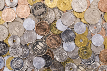 日本の硬貨の集合