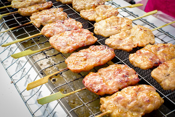 Traditional Thai style grilled pork, Thai cuisine.