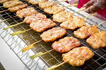 Traditional Thai style grilled pork, Thai cuisine.