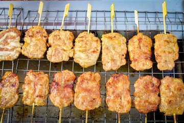 Traditional Thai style grilled pork, Thai cuisine.