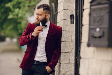 bearded man with e-cigarette