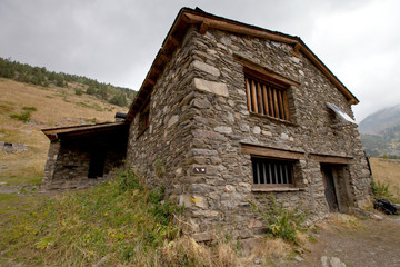 Old stone house in Andorra mountains