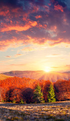 Fototapeta na wymiar Colorful sunrise sunset in the mountains.