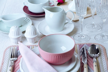 Beautiful table setting close up