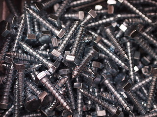A layer of metal screws.
