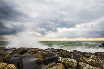 Waves on the rocks of the sea