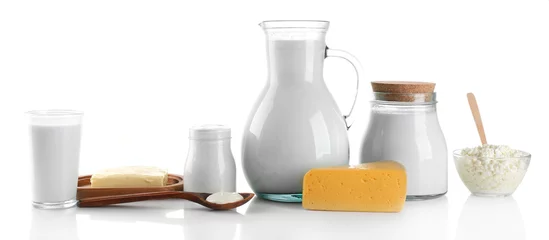 Cercles muraux Produits laitiers Produits laitiers isolés sur blanc