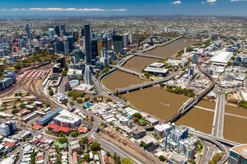 BRISBANE, AUSTRALIA - NOVEMBER 11 2014: View of Brisbane from ai