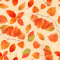 Obraz premium Seamless autumn leaves watercolour pattern, toned