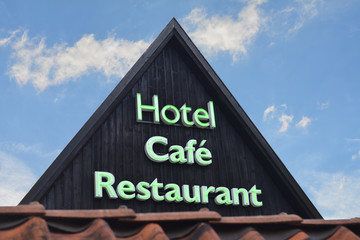 Hotel Café Restaurant sign