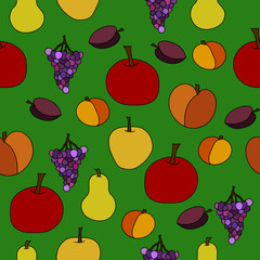 hand drawn vector fruit seamless pattern