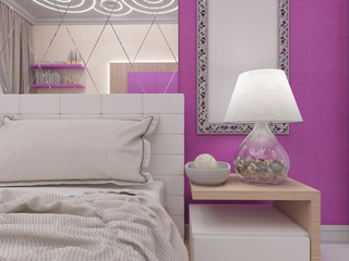 3D illustration of a bedroom for the young girl