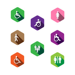 set of medical icons. Flat desigh, long shadows