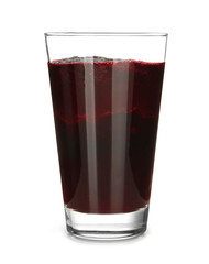 Glass of beet juice isolated on white