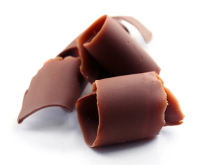 Chocolate curls isolated on white