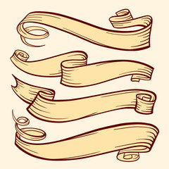 Vector set of vintage doodle scrolls and ribbons