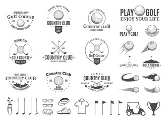 Golf country club logo, labels, icons and design elements